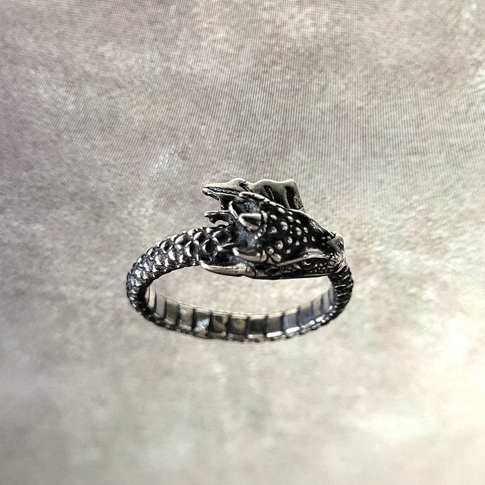 Thumbnail: Bague petit dragon en argent 925‰/vue de la tête