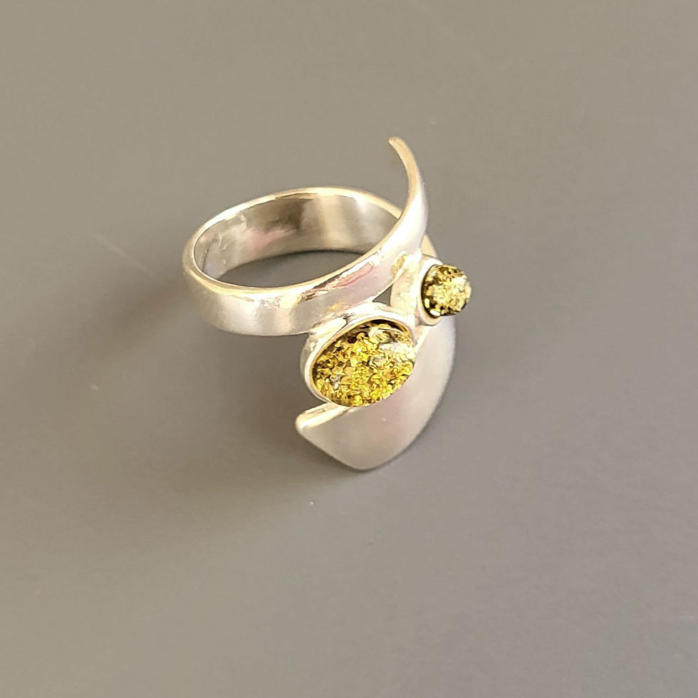 Miniature : Bague en ambre sur argent 925‰ 