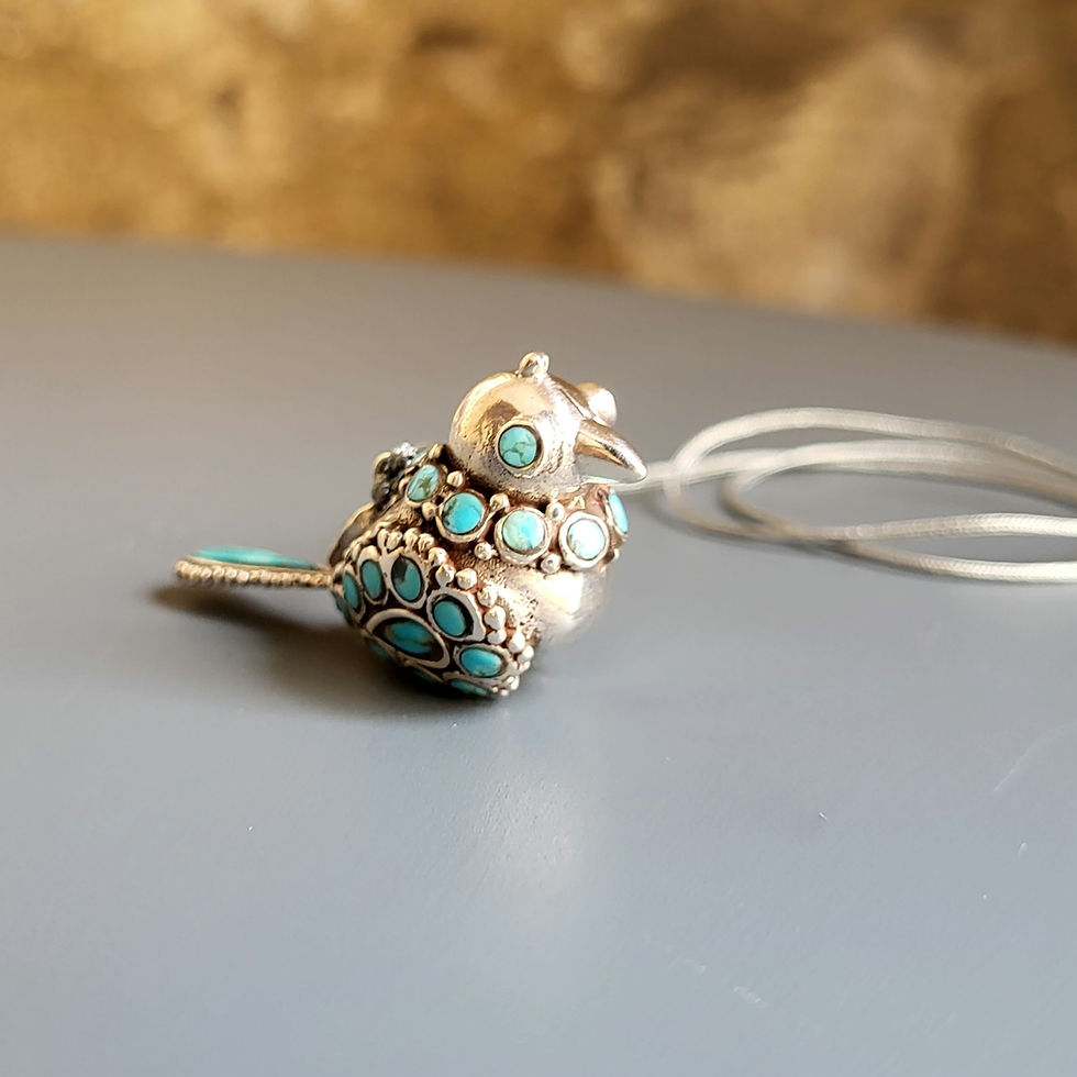 Miniature : Pendentif oiseau turquoise et argent 925‰