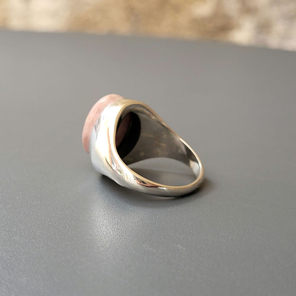 Miniatura: Bague chevalière rhodochrosite et argent 925‰