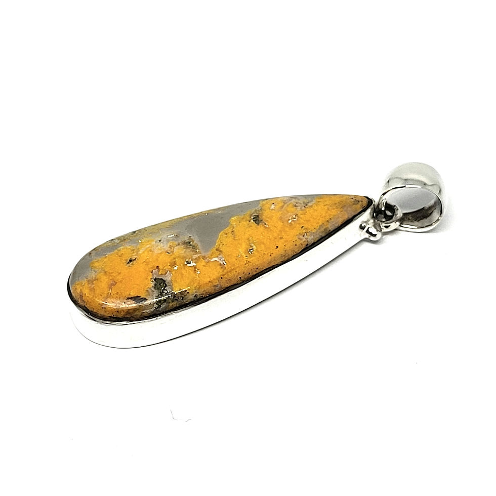 Miniatura: Pendentif jaspe bourdon goutte et argent 925‰