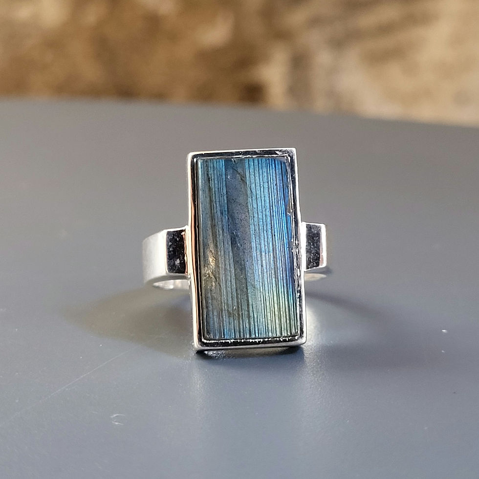 Thumbnail: Bague labradorite plate rectangle et argent 925‰