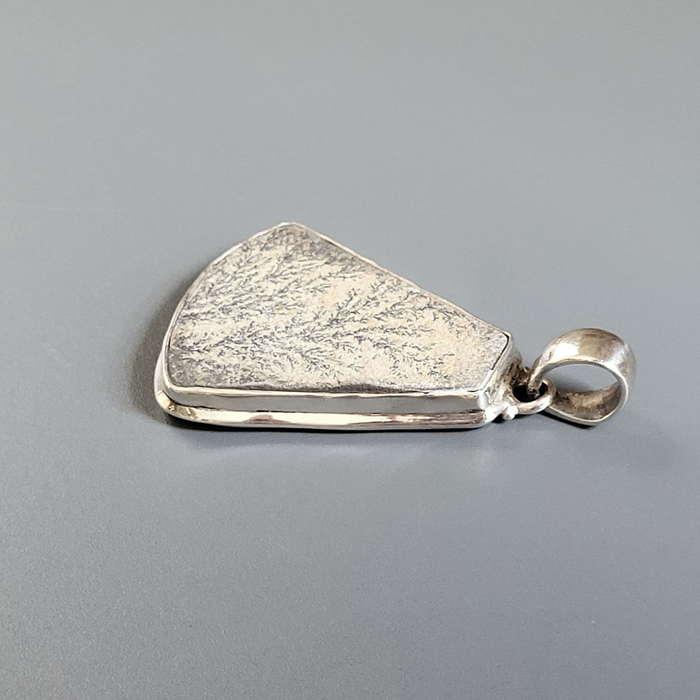 Miniatura: Pendentif trapèze psilomelane dendrite sur argent 925‰
