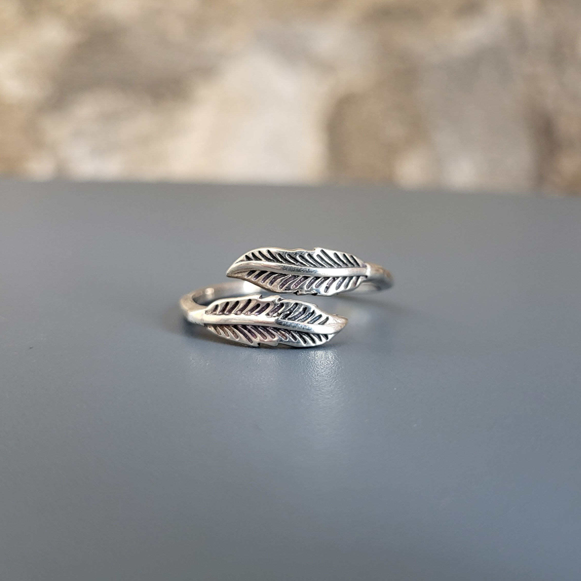 Bague feuilles croisées en argent 925‰/vue de face