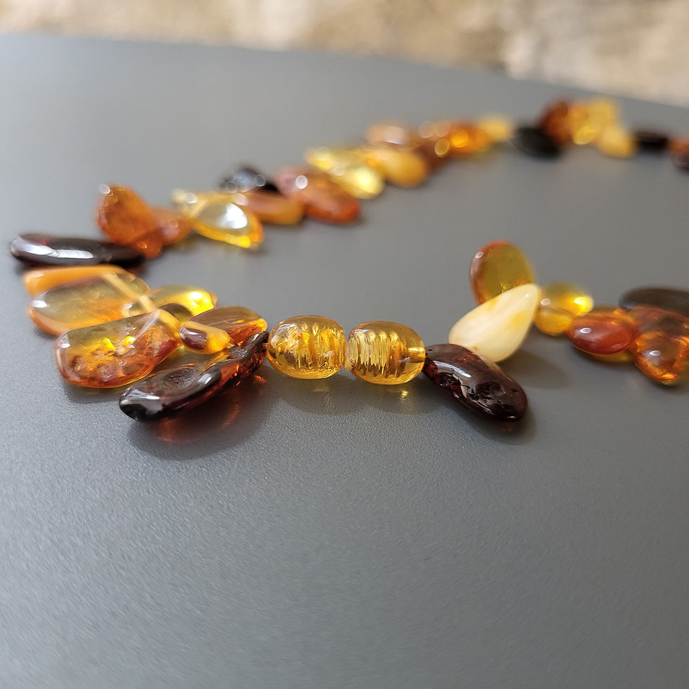 Thumbnail: Collier en gouttes d'ambre naturel multicolore