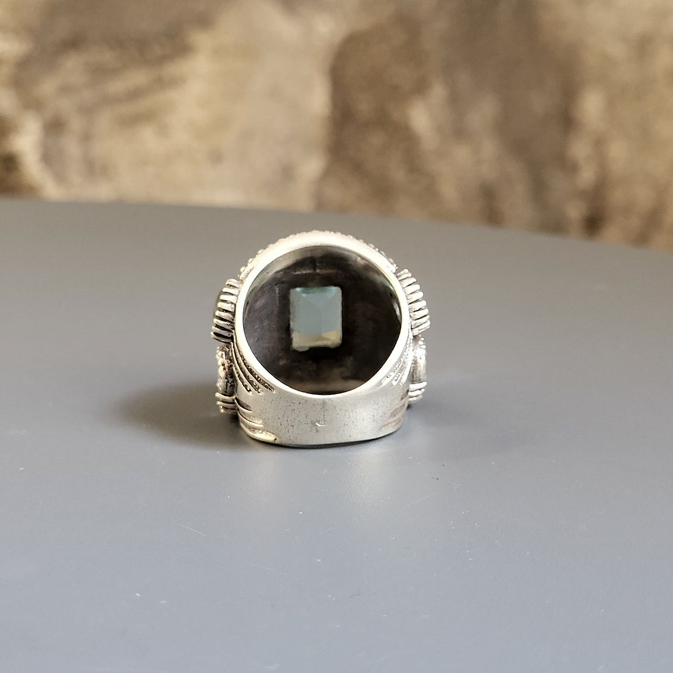 Miniature : Grosse bague topaze bleue et argent 925‰/dos