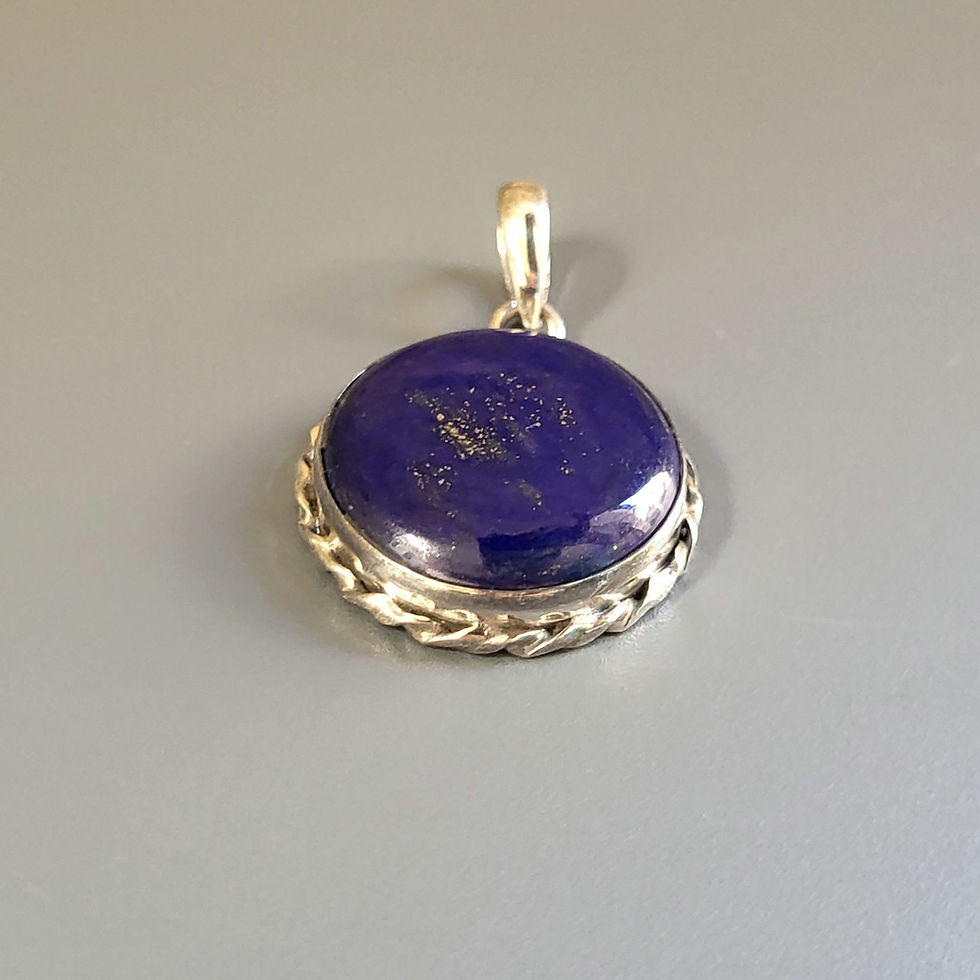 Miniature : Pendentif lapis-lazuli rond et argent 925‰
