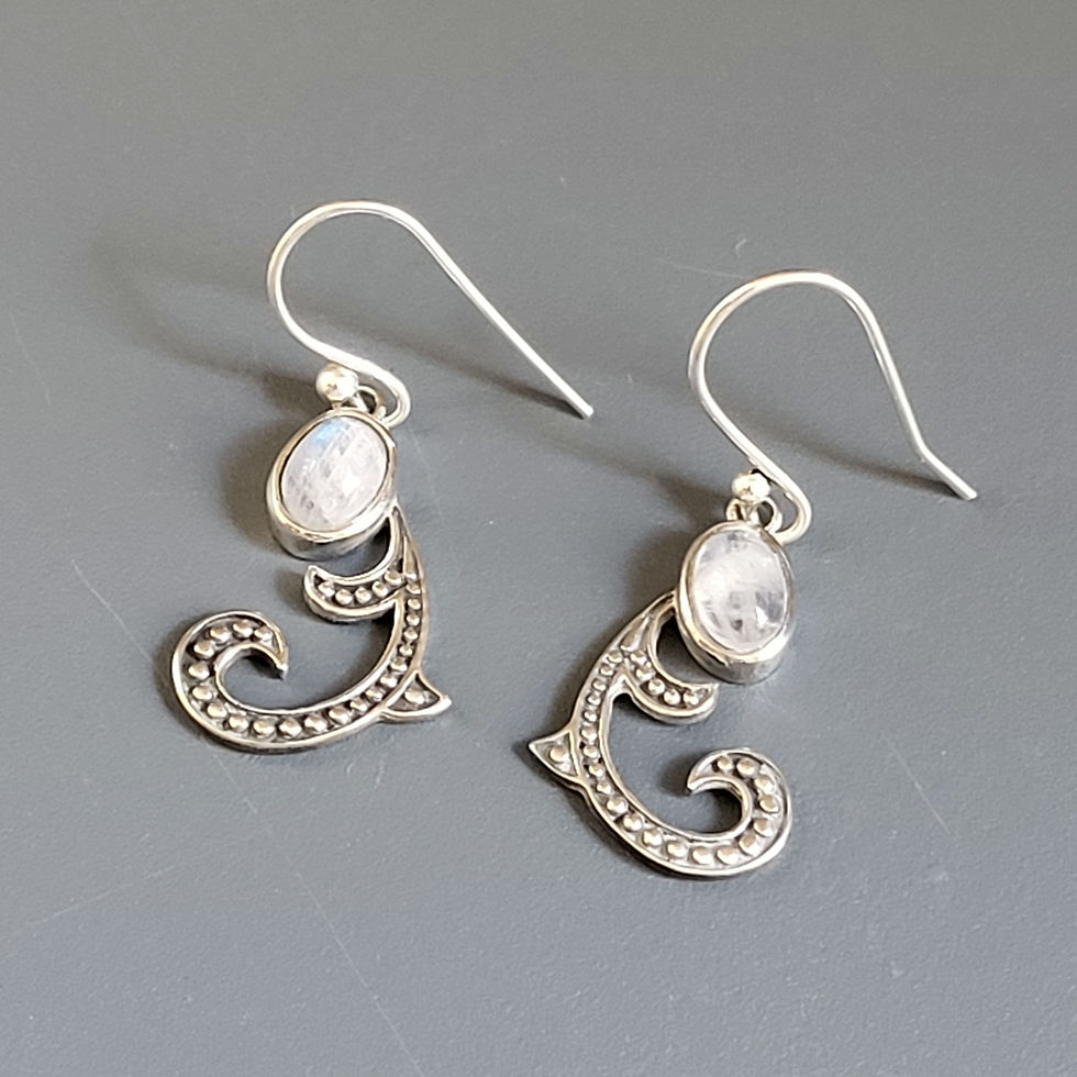 Miniatura: Boucles d'oreilles en pierre de lune et argent 925‰/vue de face
