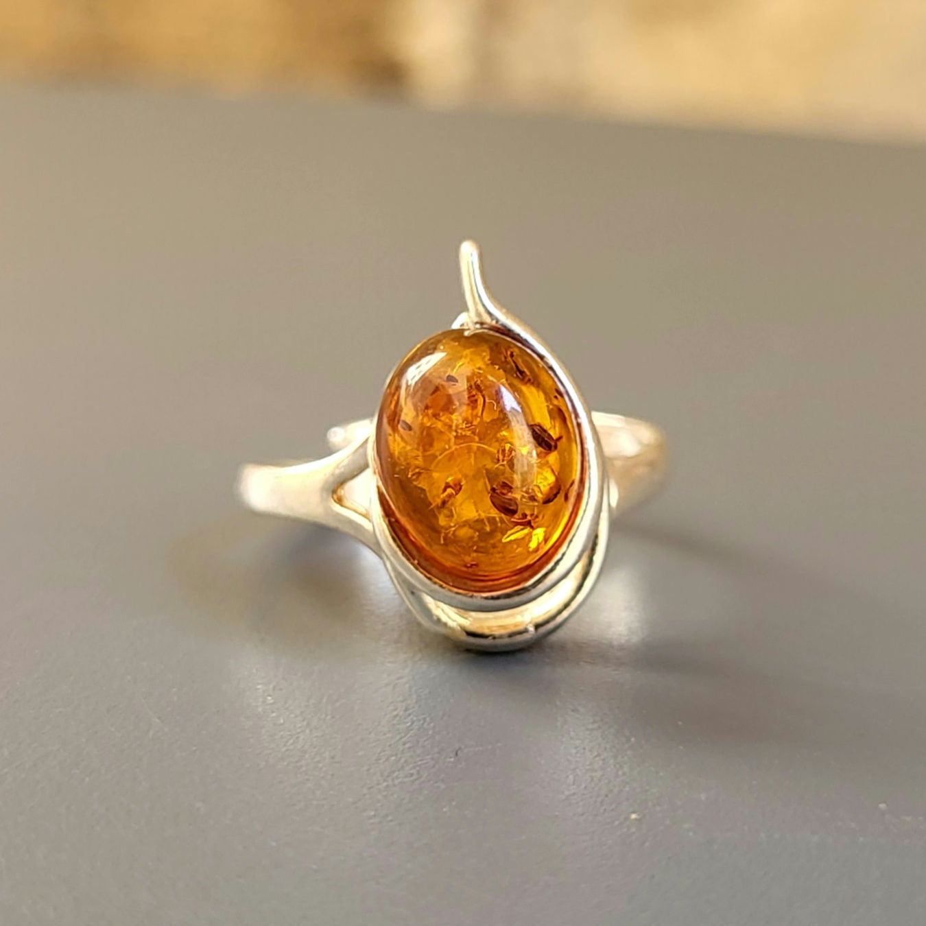 Bague ambre et argent 925‰ 
