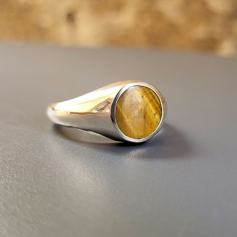 Thumbnail: Bague œil de tigre et argent 925‰