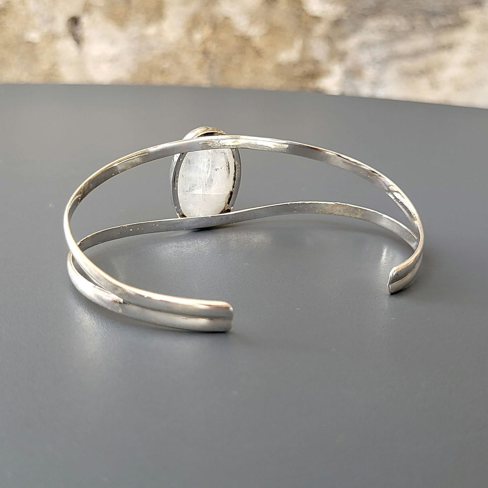Miniatura: Bracelet semi-rigide pierre de lune ovale sur argent 925‰