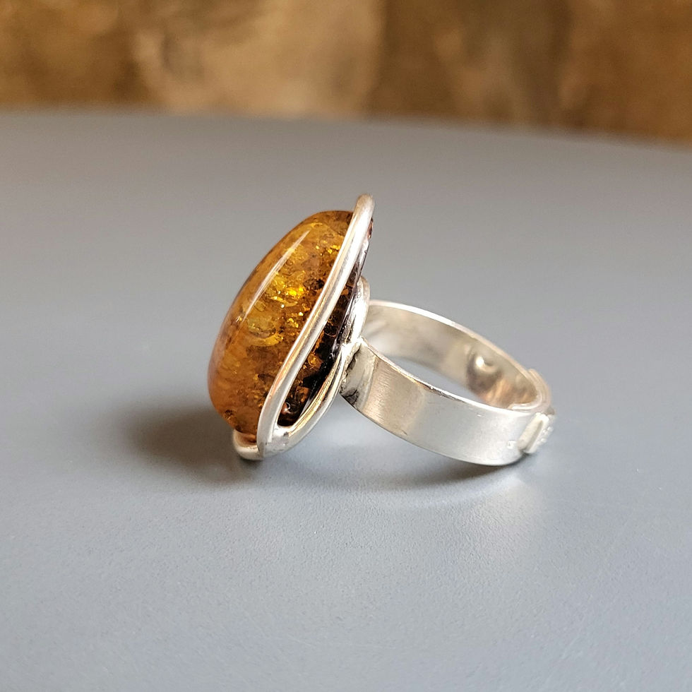 Thumbnail: Bague ambre sur argent 925‰ 
