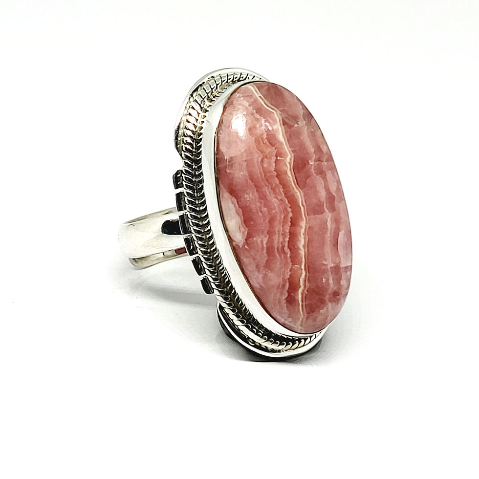Miniature : Bague imposante en rhodochrosite et argent 925‰