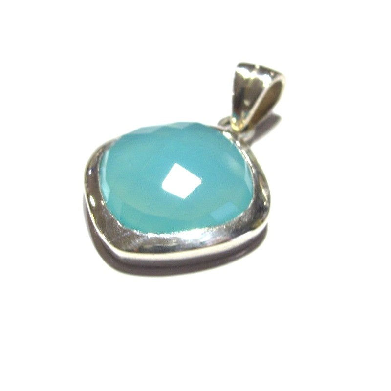 Miniatura: Pendentif calcédoine bleue et argent 925‰