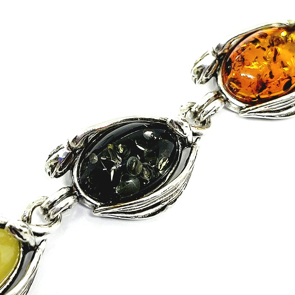 Miniature : Bracelet souple en ambre et argent 925‰