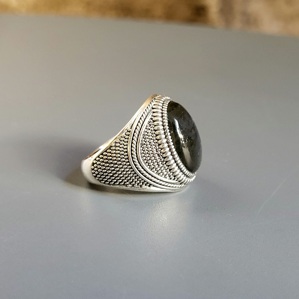 Miniature : Bague labradorite ovale et argent 925‰