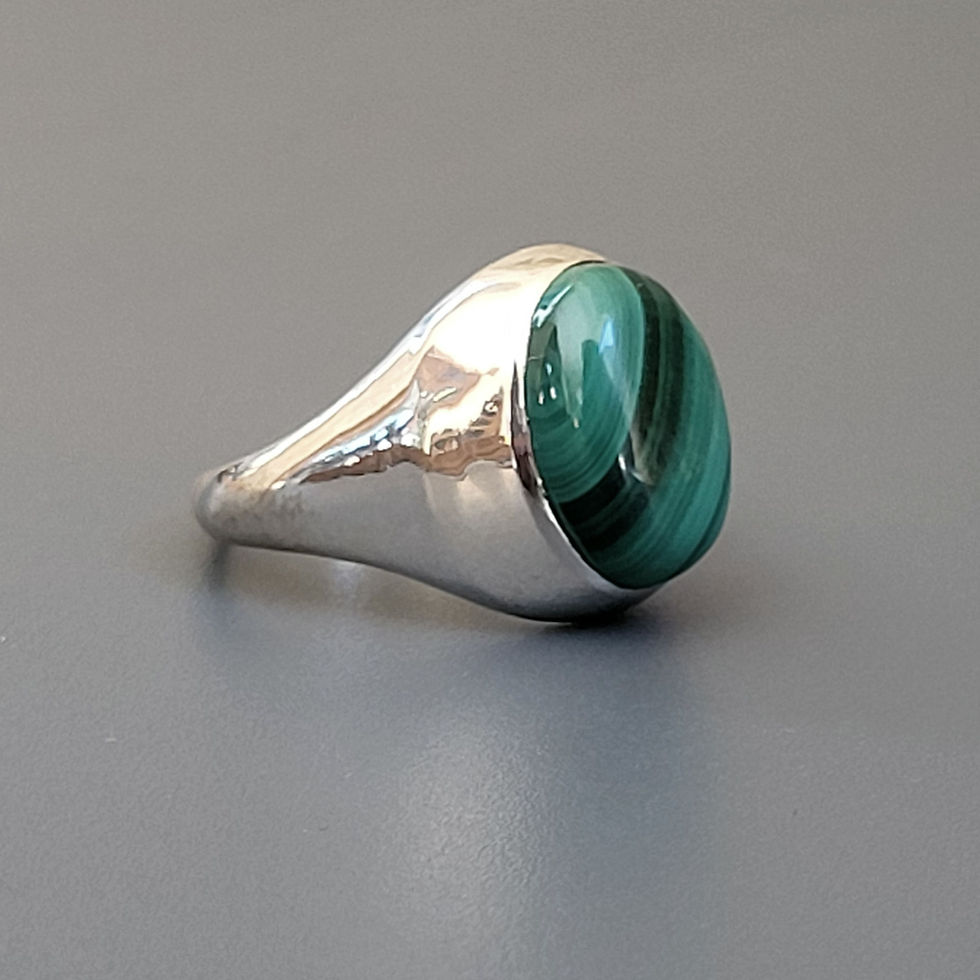 Miniature : Bague malachite ovale sur argent 925‰