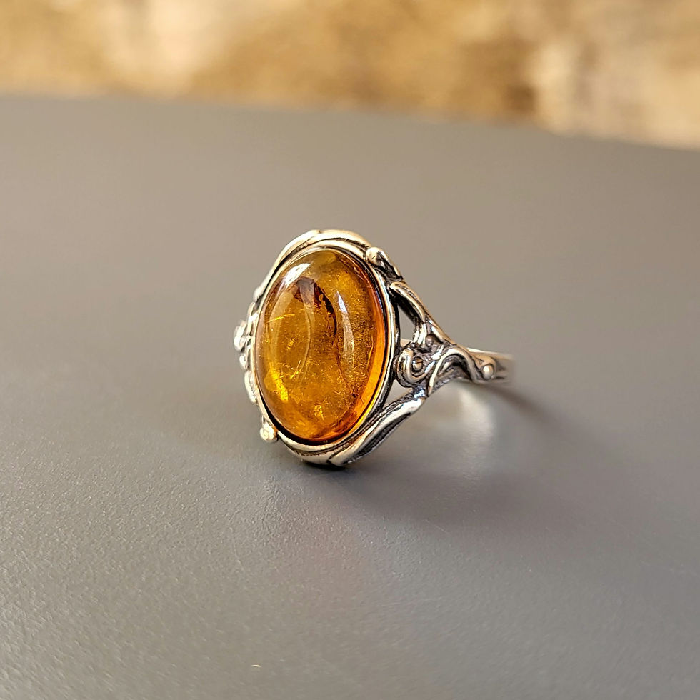 Miniature : Bague ambre et argent 925‰ 