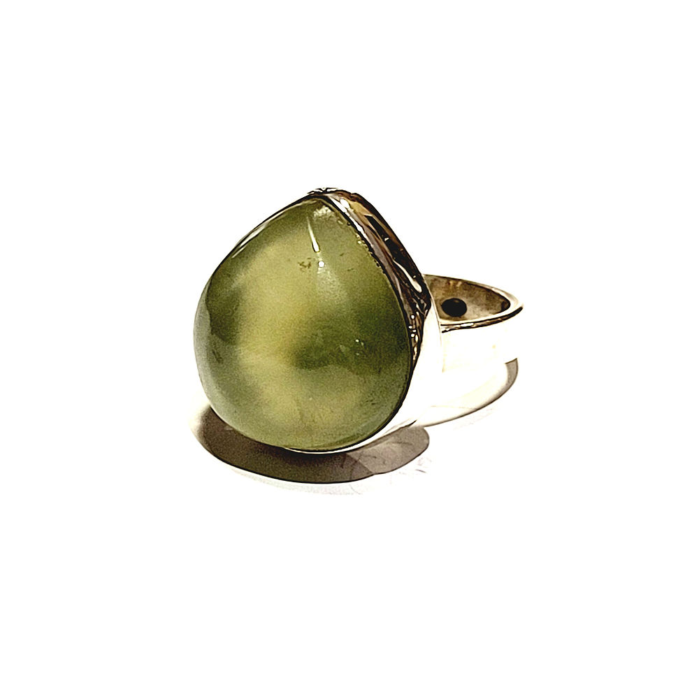 Miniatura: Bague poire en préhnite et argent 925‰