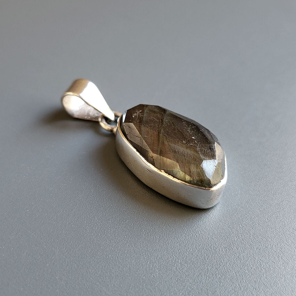 Miniature : Pendentif en argent 925‰ et labradorite orangée 