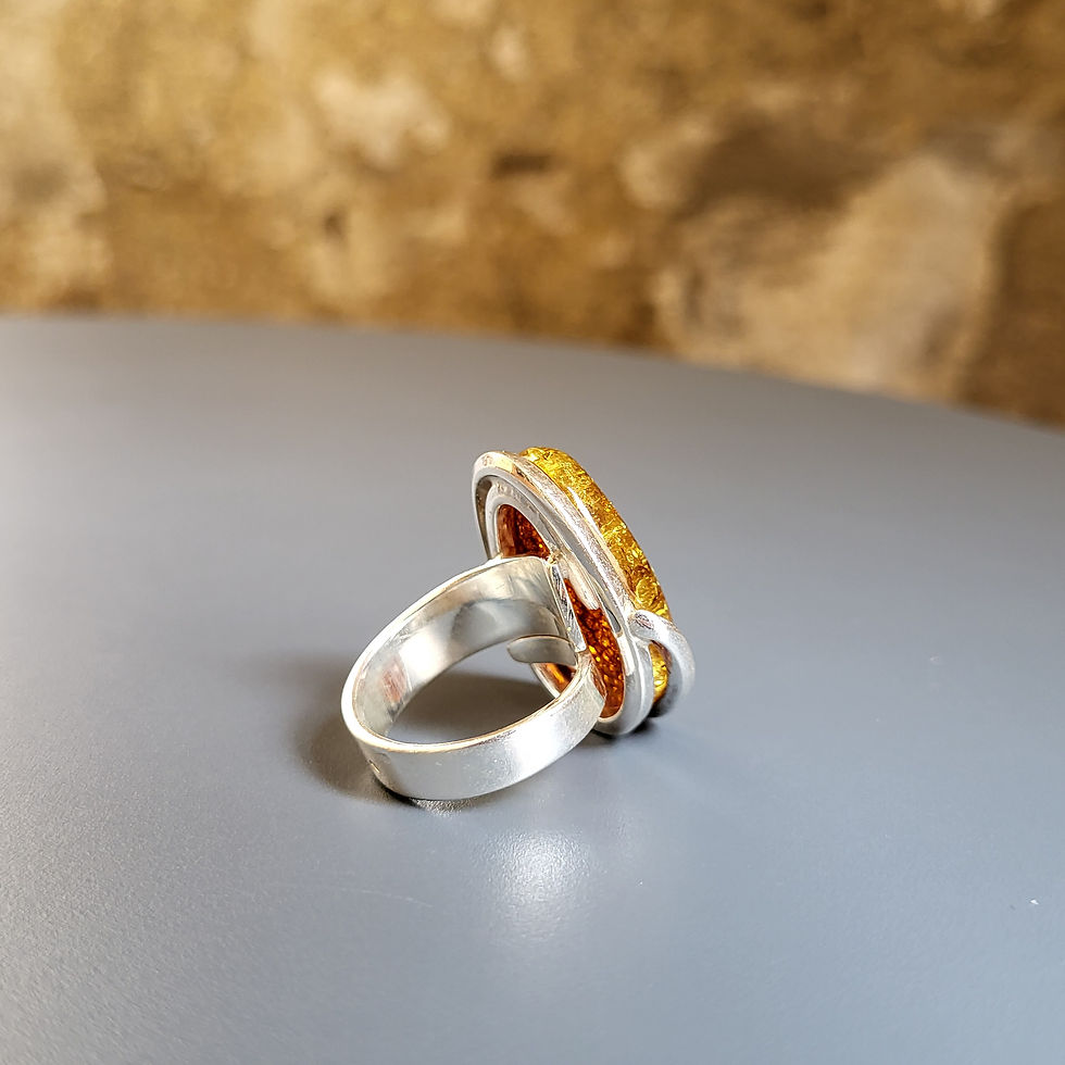 Miniature : Bague en ambre sur argent 925‰ 