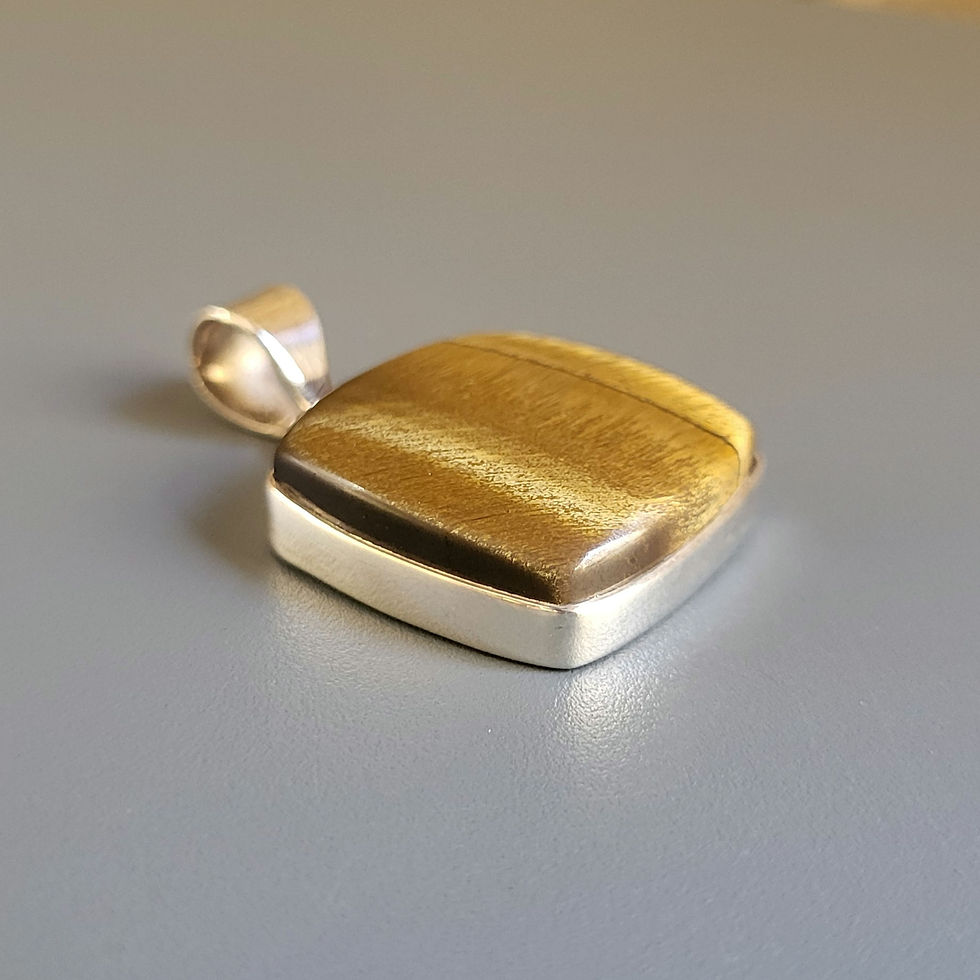 Miniature : Pendentif oeil-de-tigre et argent 925‰
