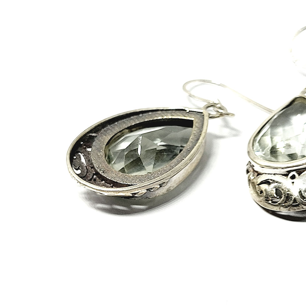 Miniatura: Boucles d'oreilles améthyste verte et argent 925‰