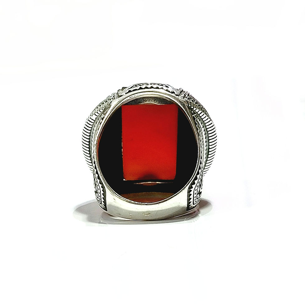 Miniatura: Grosse bague ronde en cornaline et argent 925‰/vue arrière