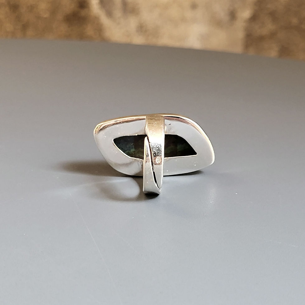 Thumbnail: Bague moderne azurite/malachite et argent 925‰/gaiani.fr/vue anneau