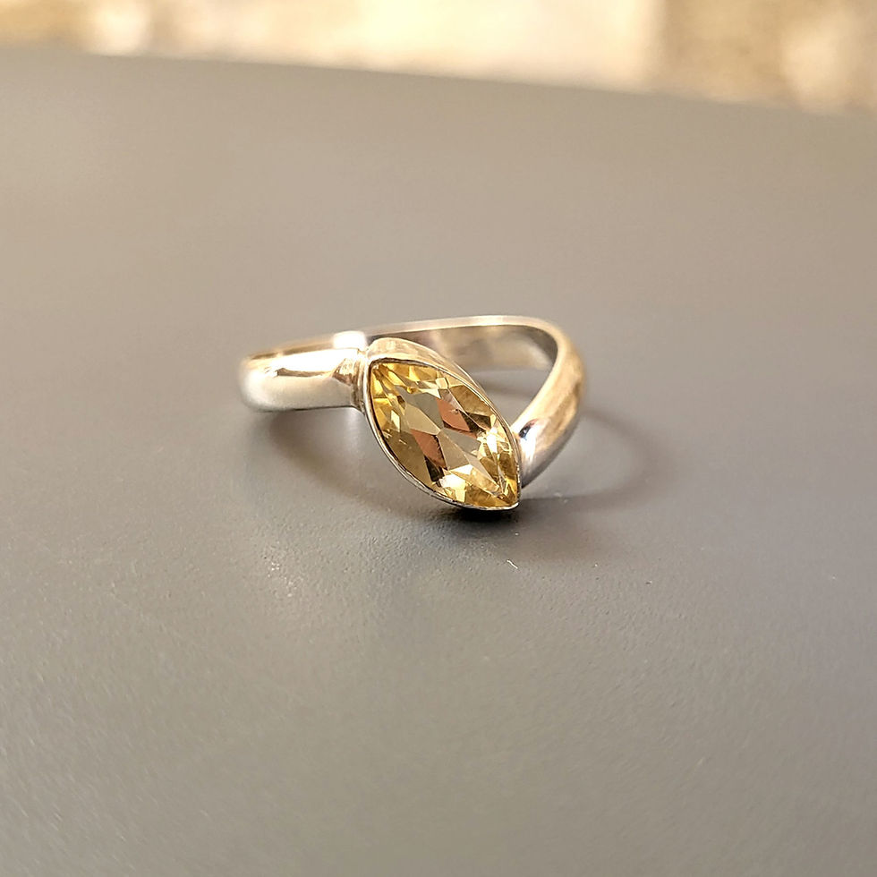 Bague citrine taillée et argent 925‰