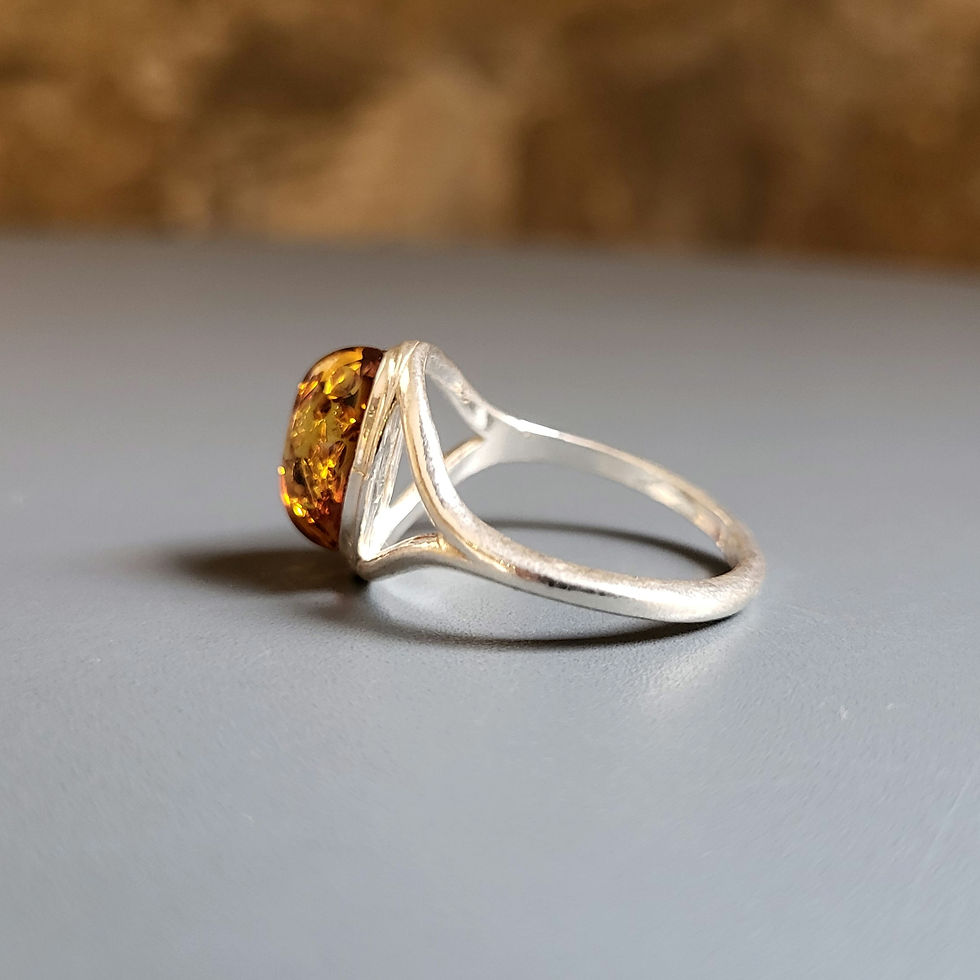 Miniature : Bague ambre sur argent 925‰ 