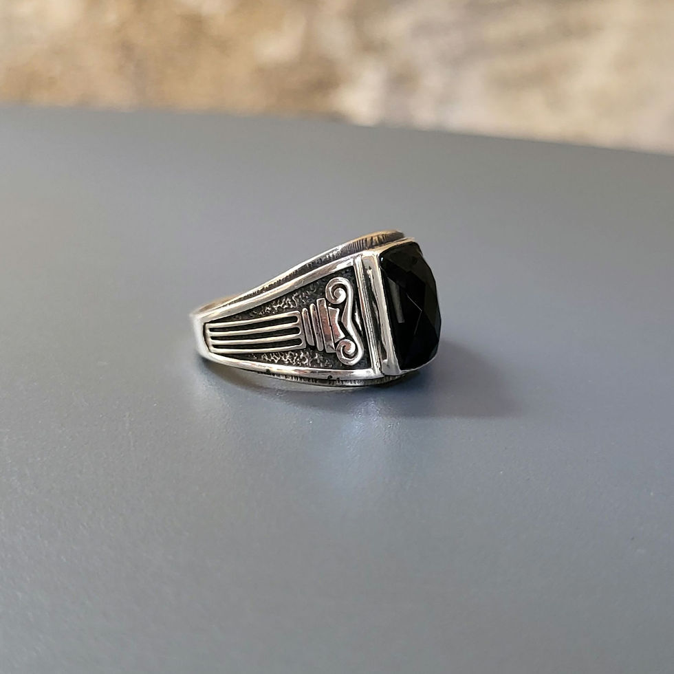 Thumbnail: Bague art deco onyx noir et argent massif 925‰