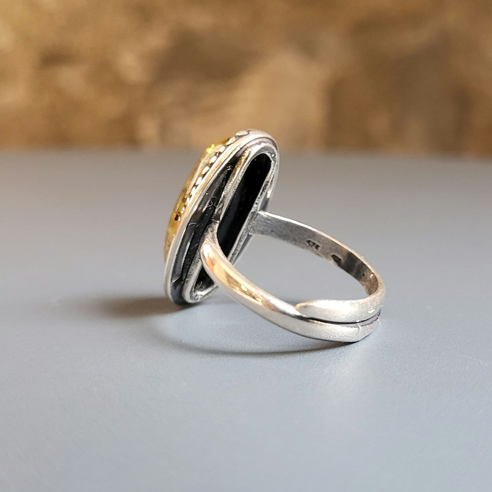 Miniature : Bague ambre vert sur argent 925‰ 