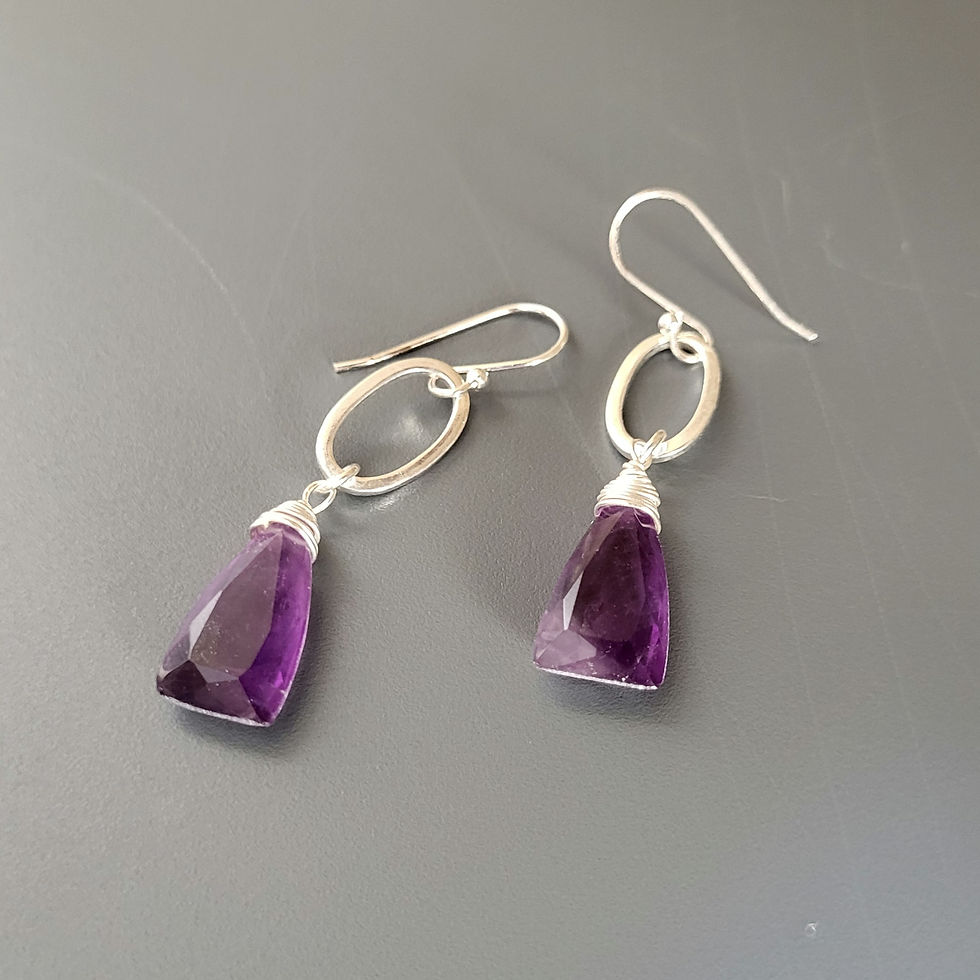 Miniature : Boucles d'oreilles améthyste taillée et argent 925‰