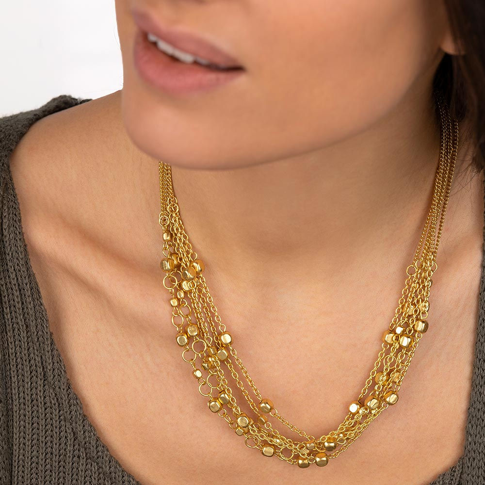 collier multi perles laiton