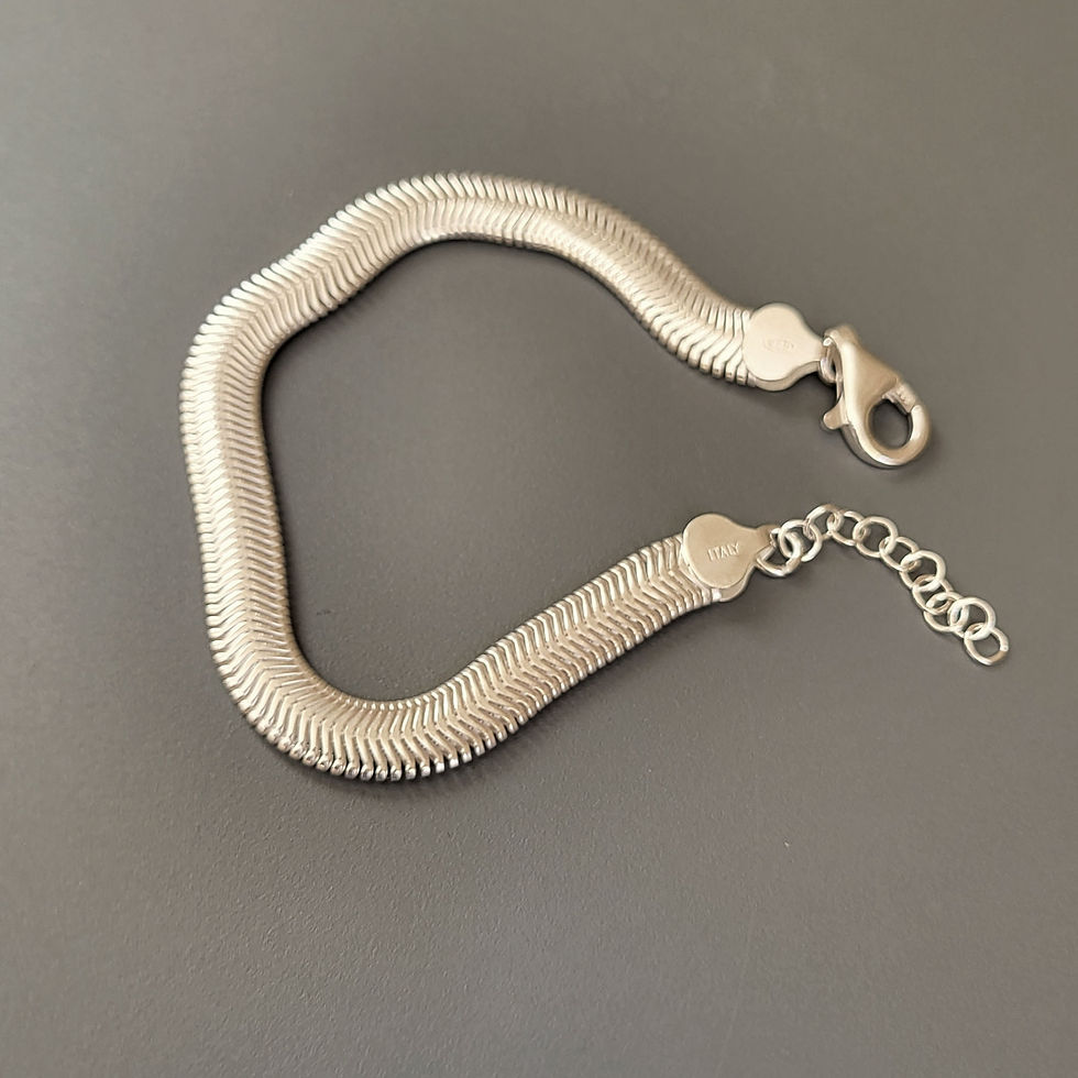 Thumbnail: Bracelet maille herringbone large en argent massif 925‰ poli/vue entier