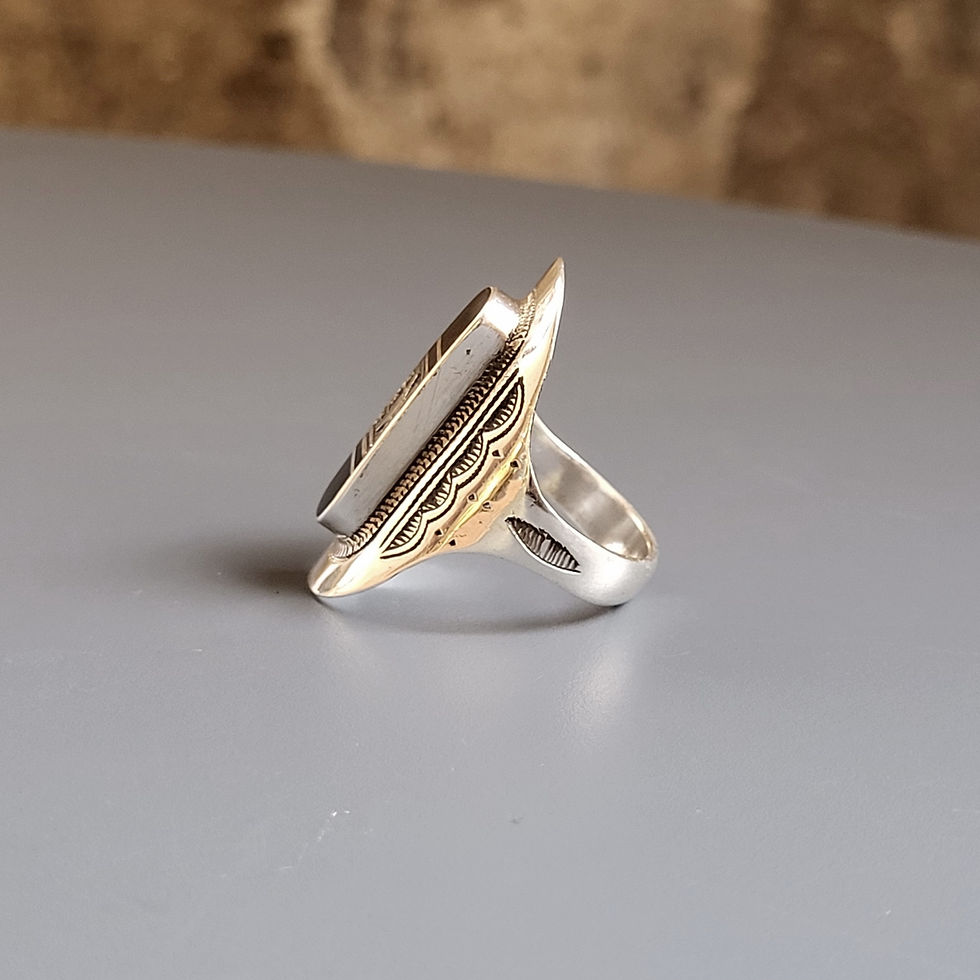 Miniature : Bague touareg en argent 925‰ et bois d'ébène. 