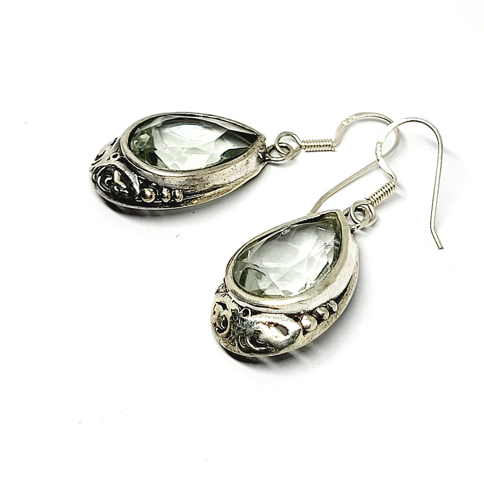Miniatura: Boucles d'oreilles améthyste verte et argent 925‰