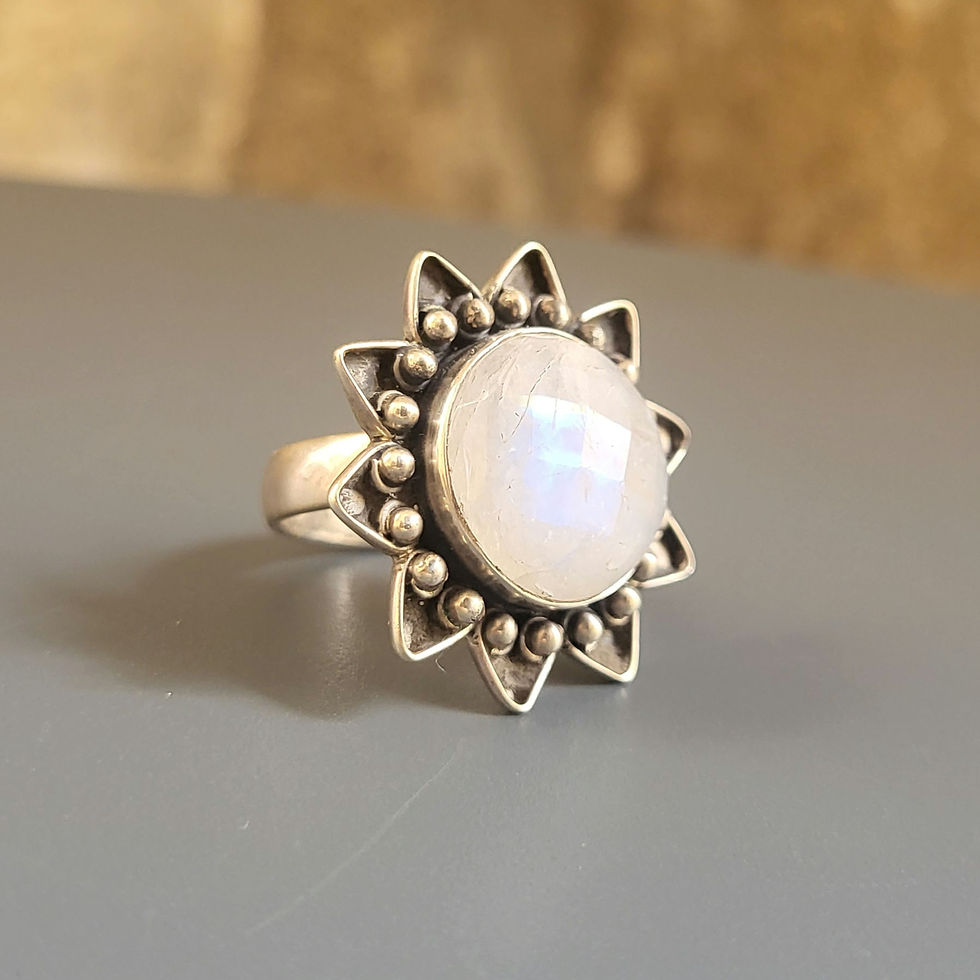 Miniature : Bague pierre de lune et argent massif 925‰