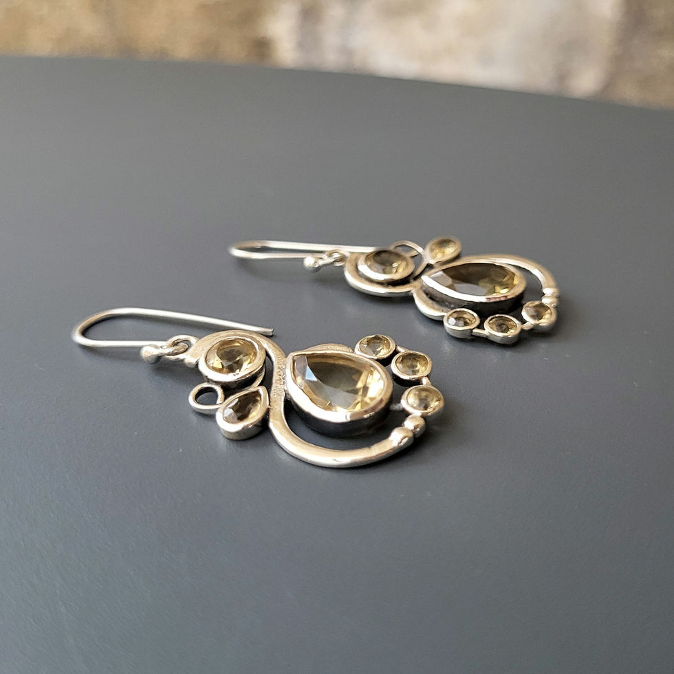 Thumbnail: Boucles d'oreilles multiples citrines et argent 925‰/vue de profil droit