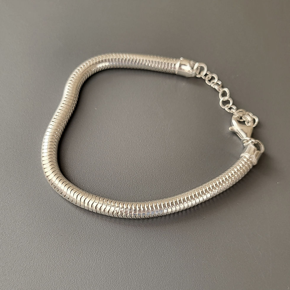 Miniature : Bracelet snake rond souple en argent massif 925‰ poli/vue entier