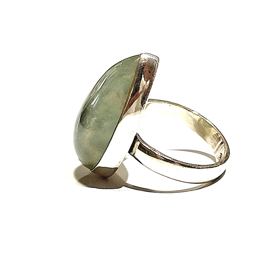 Miniatura: Bague goutte, en préhnite et argent 925‰
