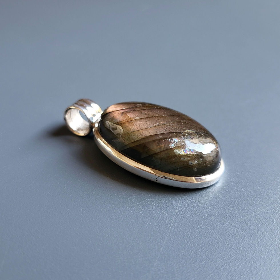 Miniature : Pendentif en argent 925‰ et labradorite mordorée