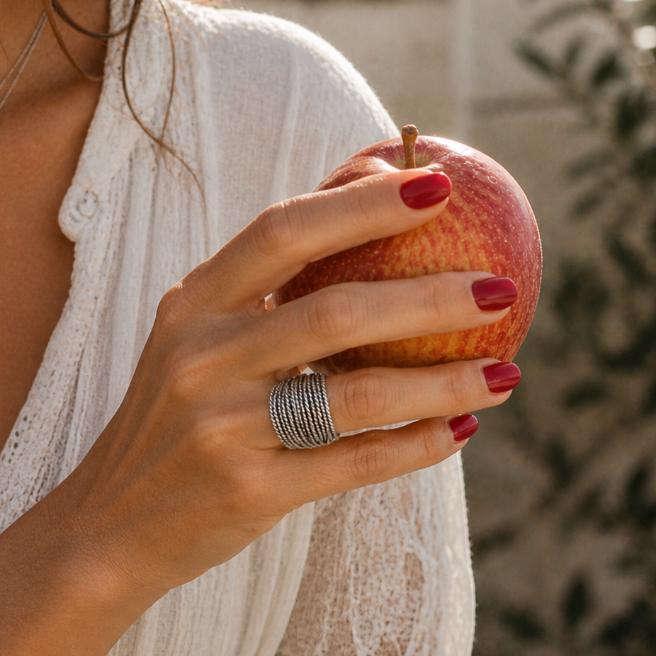 Bague fils torsadés en argent 925‰ /vue sur doigt
