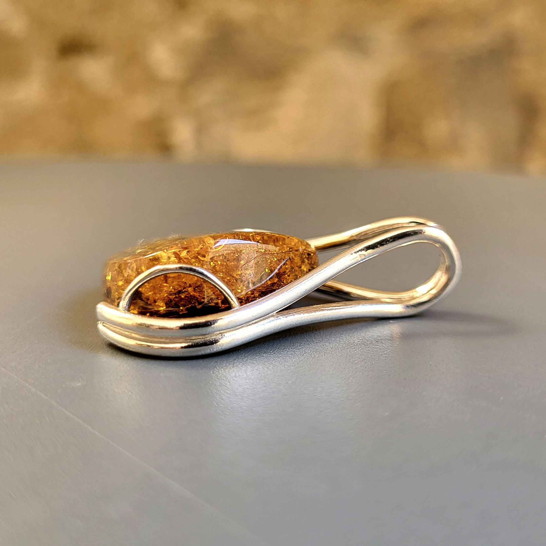 Pendentif en ambre et argent 925‰