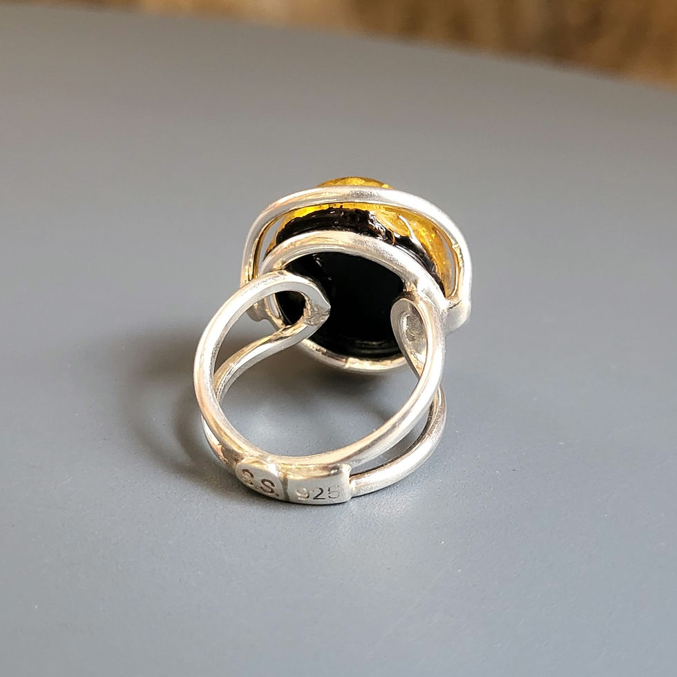 Miniature : Bague ambre sur argent 925‰ 