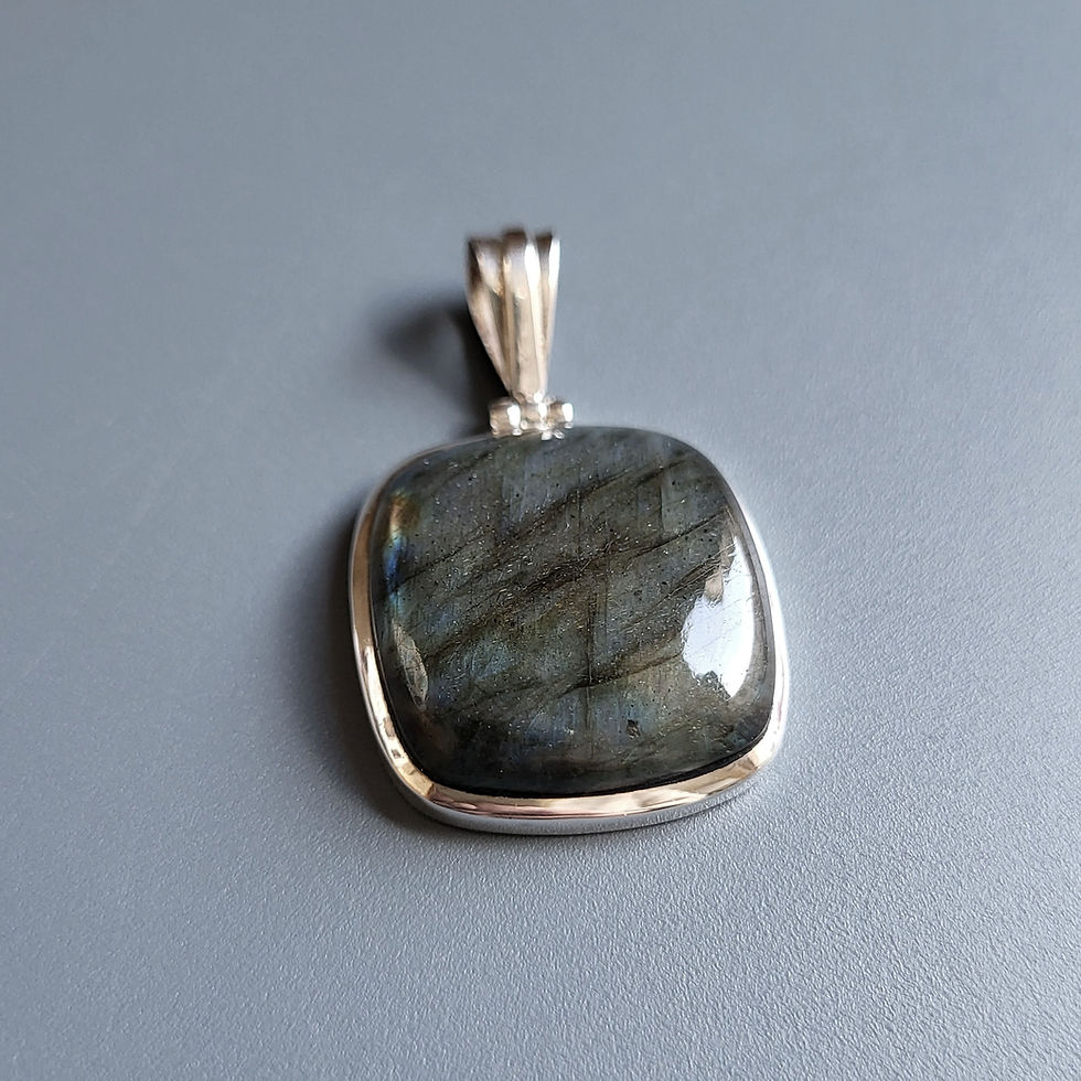Miniature : Pendentif carré en argent 925‰ et labradorite 