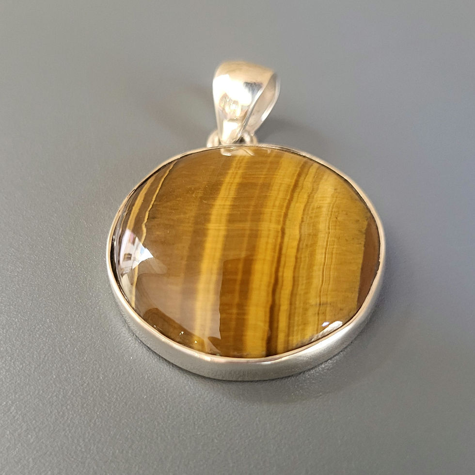 Miniature : Pendentif oeil-de-tigre et argent 925‰