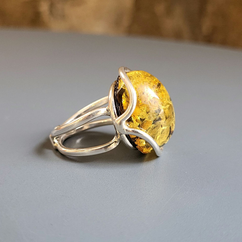 Miniature : Bague ambre sur argent 925‰ 