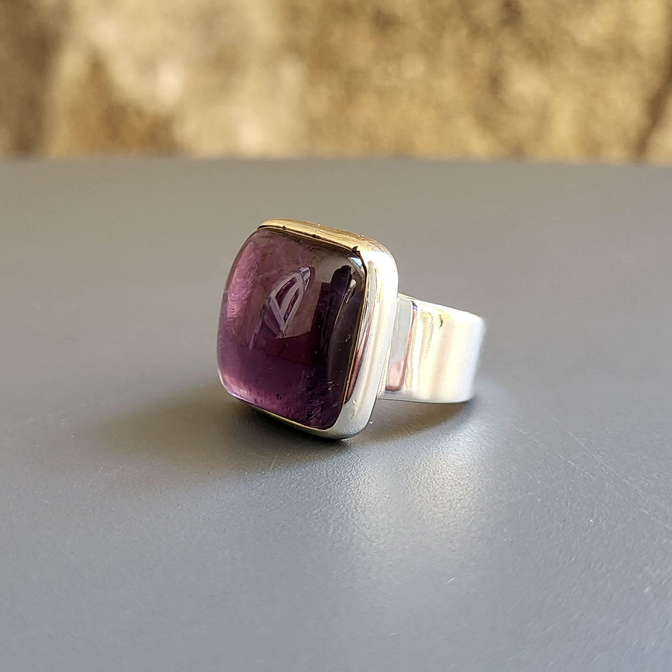 Miniatura: Bague carrée améthyste et argent 925‰/trois quart gauche